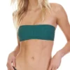 Tori Praver Royale Bandeau Fine Rib Bikini Top In Emerald