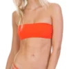 Tori Praver Royale Fine Rib Bikini Top In Hot Orange