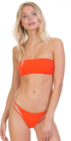Tori Praver Royale Fine Rib Bikini Top In Hot Orange
