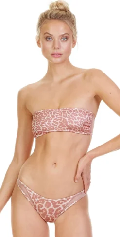 Tori Praver Royale Bandeau Bikini Top In Soleil Leopard