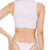 Tori Praver Manon Fine Rib Bikini Bottom In Rose Gold Stripe