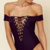 Blue Life Off The Shoulder One Piece In Black 388-9466 BLK