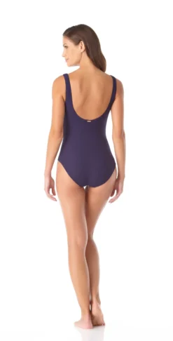 Anne Cole Dream Weaver Twist Front One Piece Swimsuit -Sunflai Swimwear Shop 20MO06014 NAVY 1782