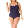 Anne Cole Plus Size Twist Front Shirred Bandeau One Piece Swimsuit