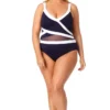 Anne Cole Hot Mesh Asymmetric Spliced Mesh One Piece Swimsuit