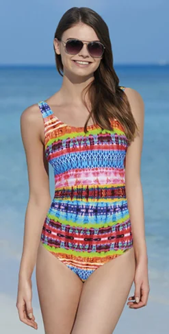 Sunflair Wild World Mastectomy Scoop Neck One Piece Swimsuit