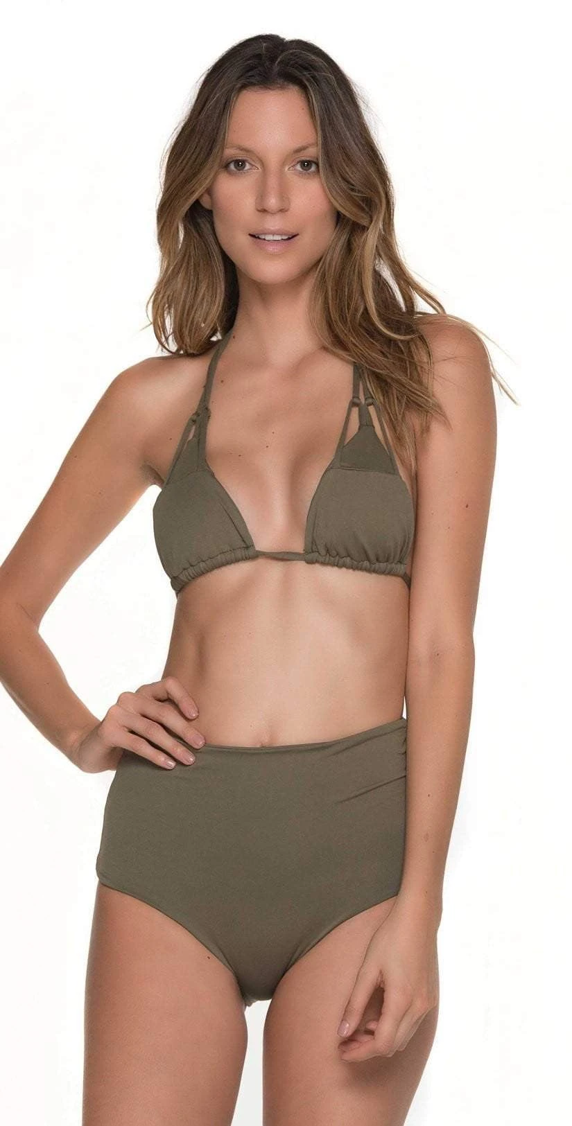 Malai Must Fishbone High Waist Bottom In Army Green B00371-ARMY 2 Malai Must Fishbone High Waist Bottom In Army Green B00371-ARMY - Image 2