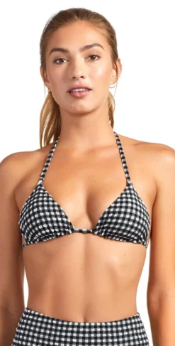 Vitamin A Gia Reversible Triangle Bikini Top In Vichy Black -Sunflai Swimwear Shop 47TR VIB 904B VIB 0006 1 T2