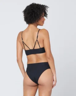 Pointelle Rib Siren Bikini Top -Sunflai Swimwear Shop 5900287 PTSNT21 BLK PTCUB21 BLK BACK