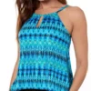 Miraclesuit Cabana Chic Blue Peephole Tankini Top