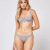 Pique Stripe Camellia Bikini Top