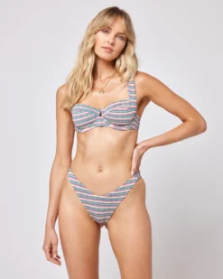 Pique Stripe Cabana Bikini Bottom -Sunflai Swimwear Shop 6543234 PICAT22 PICNB22 VPS S 2