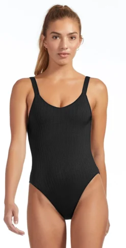 Vitamin A EcoRib Leah Full Coverage One Piece Swimsuit In Black