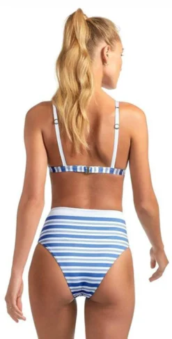 Vitamin A Lupe High Waist Bikini Bottom In Regatta Stripe