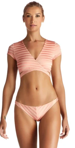 Vitamin A Ballerina Wrap Top In Pink Ballet Stripe