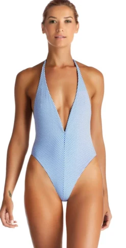 Vitamin A Demi One Piece Swimsuit In Hamptons Stripe 803M HAM