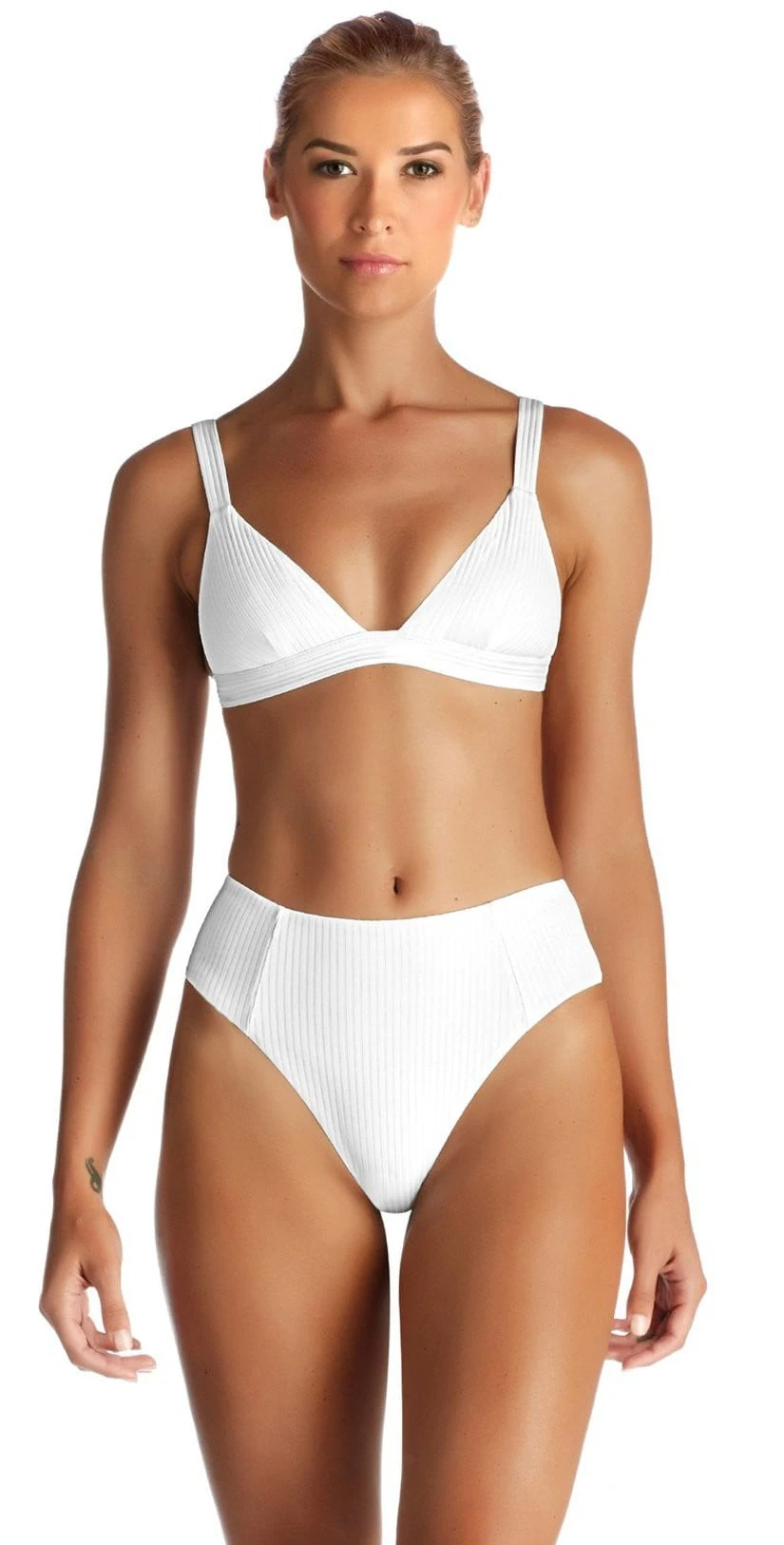 Vitamin A Neutra EcoRib Triangle Bikini Top In White 1 Vitamin A Neutra EcoRib Triangle Bikini Top In White