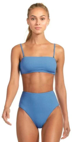 Vitamin A EcoRib Mila Bandeau Bikini Top In Mediterranean Blue