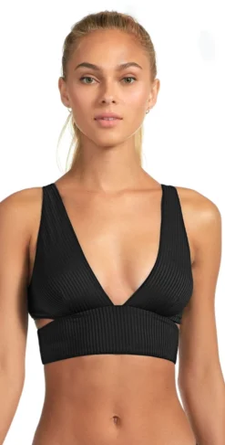 Vitamin A EcoRib Nicole Bikini Top In Black -Sunflai Swimwear Shop 915T ERB 167BF ERB 0210 T2