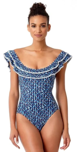 Anne Cole Studio Flounce Vintage One Piece Swimsuit -Sunflai Swimwear Shop Anne Cole Vintage Flounce Maillot 18SO01470 066