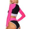 Beach Riot Emmy Bottom In Black Neon Pink Colorblock