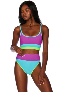 Beach Riot Eva Top In Fluorescents Colorblock