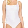 Gottex Essence Square Neck Tank One Piece Swimsuit In White