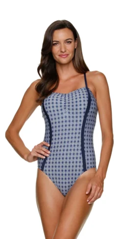 Draper James For Helen Jon Nassau Geo Flower One Piece In Navy