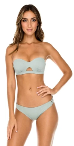 Luli Fama Orillas Del Mar Underwire Bandeau Bikini Top In Green