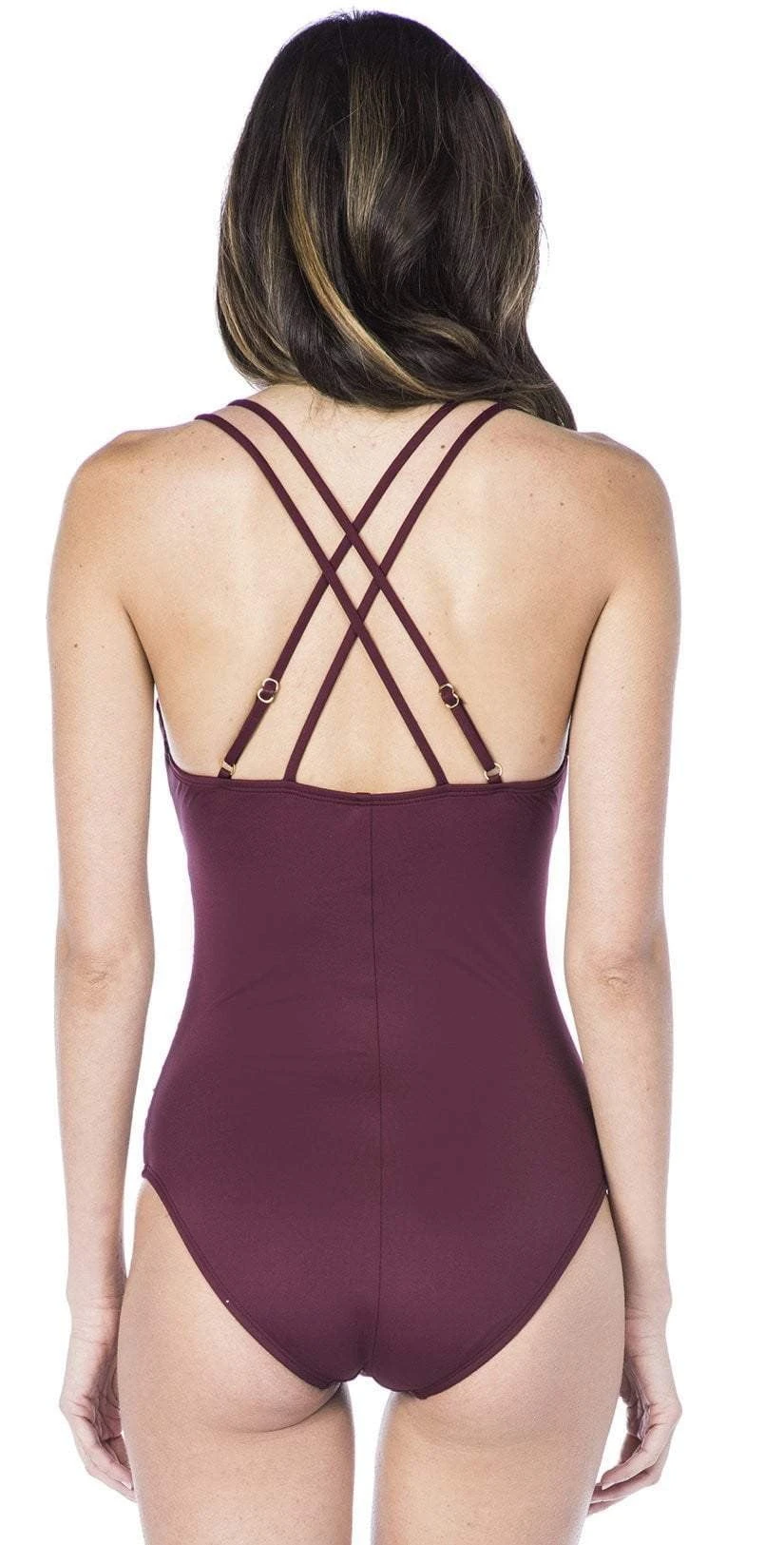 La Blanca Island Goddess Surplice One-Piece In Mahogany LB8LA16-MHG 2 La Blanca Island Goddess Surplice One-Piece In Mahogany LB8LA16-MHG - Image 2