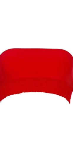 PilyQ Red Coral Smocked Bandeau Bikini Top -Sunflai Swimwear Shop R20 FLAT REC 362B 1