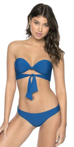 PilyQ Island Blue Knot Tie Bikini Bandeau Top