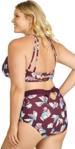 Raisins Curve Island High Waist Bottom In Maroon Y840954-MAR