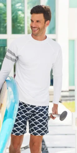 Snapperrock Men's Arm Band Rashguard Top In White M20052L