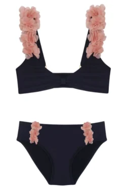 PQ Swim Midnight Gold Petal Girls Bikini Set