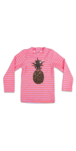 Shade Critters Girls Magic Sequin Pineapple Rash-Guard Top