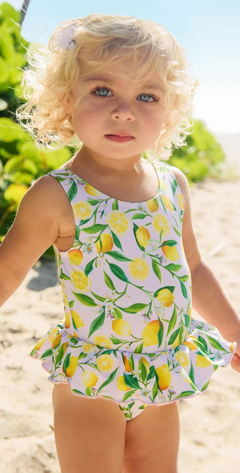 Snapperrock Little Girl's Lemon Skirted Swimsuit G13078 1 Snapperrock Little Girl's Lemon Skirted Swimsuit G13078