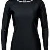Snapperrock Ladies Black With White Trim Rashguard Top L20002L