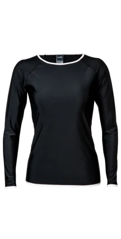 Snapperrock Ladies Black With White Trim Rashguard Top L20002L