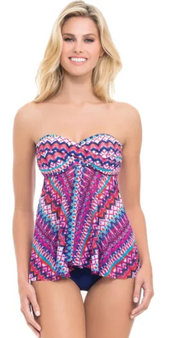Profile By Gottex Tequila Bandeau Flyaway Tankini Top E733-1B19-080