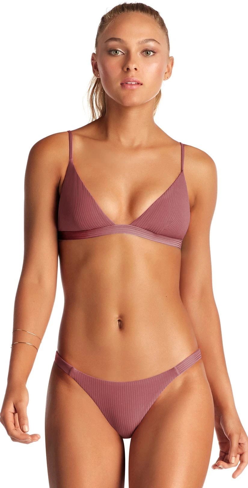 Vitamin A Carmen Ribbed Bikini Bottom In Dusty Rose 2 Vitamin A Carmen Ribbed Bikini Bottom In Dusty Rose - Image 2