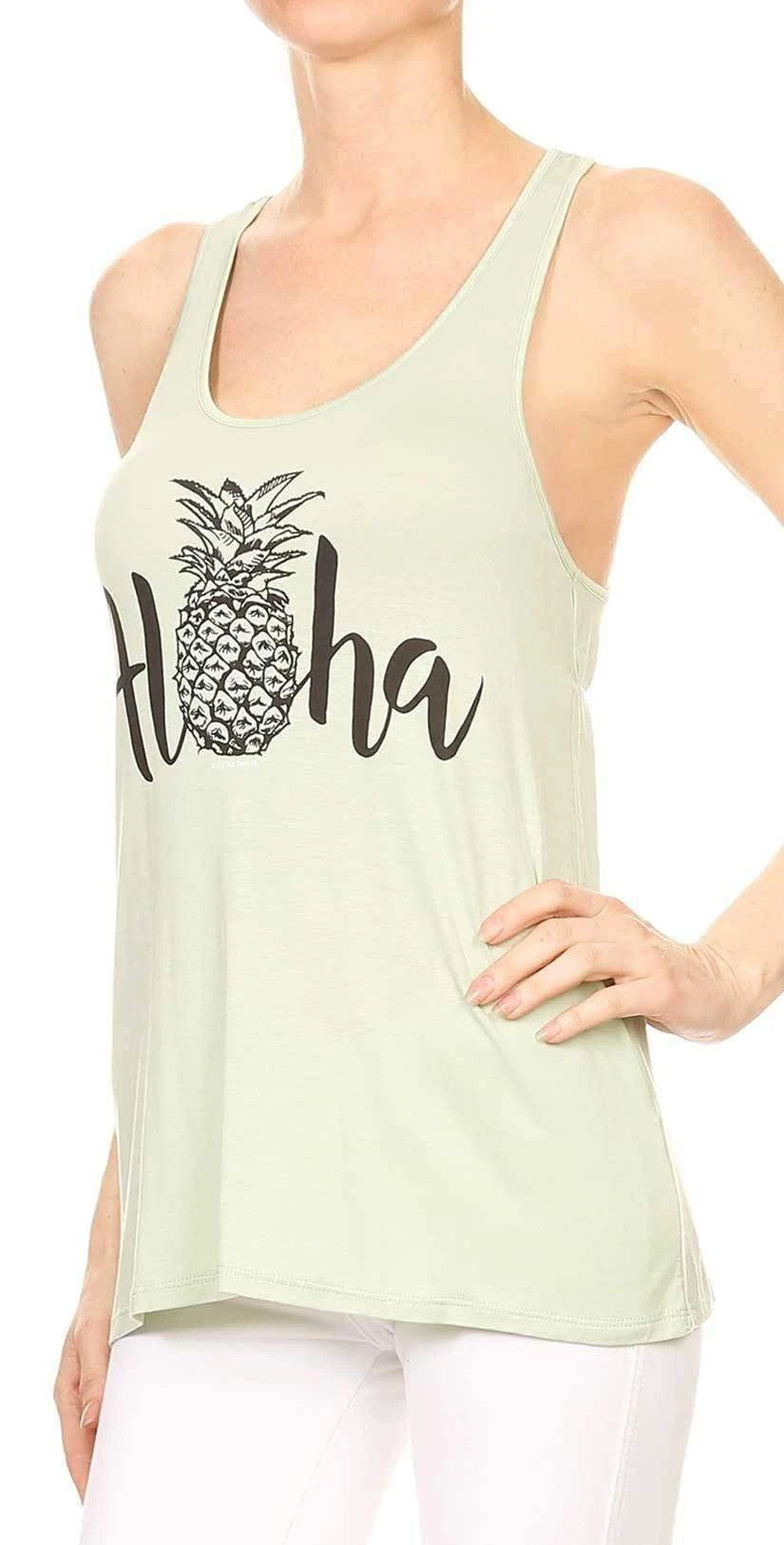 Bear Dance Aloha Tee With Pineapple In Light Green G1024 3 Bear Dance Aloha Tee With Pineapple In Light Green G1024 - Image 3