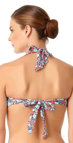 Anne Cole Lazy Daisy Marilyn Flounce Halter Bikini Top -Sunflai Swimwear Shop anne cole lazy daisy top back 18MT10460NVY 18MB31160 NAVY B