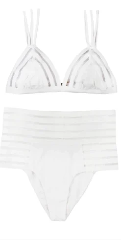 Beach Bunny Sheer Addiction High Waist Bikini Bottom In White -Sunflai Swimwear Shop beachbunny 2018 sheer addiction b16125t1b0 white prod 1 4