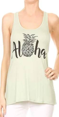 Bear Dance Aloha Tee With Pineapple In Light Green G1024