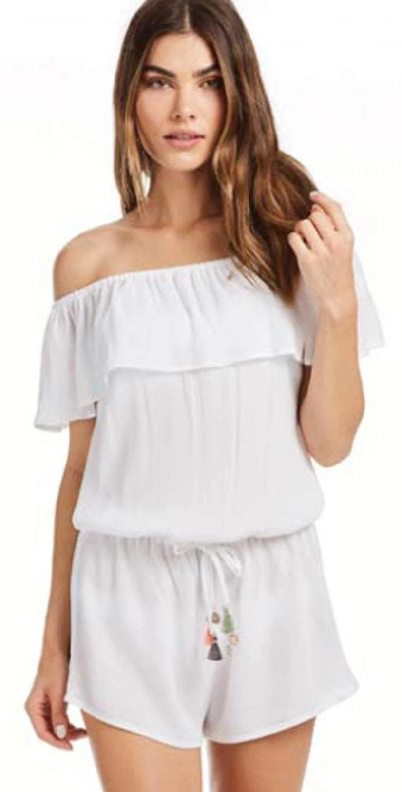 Isabella Rose Besties Ruffle Romper In White 4054884-WHT 1 Isabella Rose Besties Ruffle Romper In White 4054884-WHT