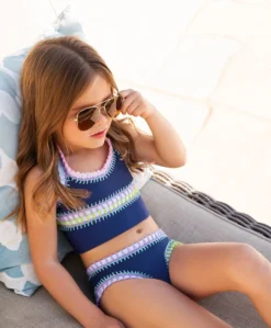 PQ Swim Girls Deep Soul Rainbow Embroidered Tankini