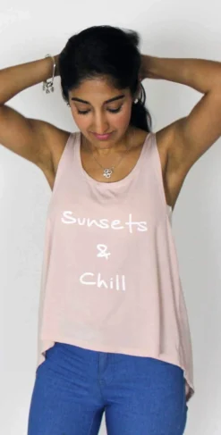 Ete Apparel Sunsets And Chill High Low Tank Top In Blush 1-10-SND-SC-17-P
