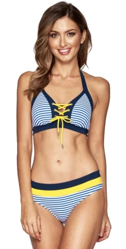 Jets Panama Plunge Lace Up Bra Bikini Top J4870-OCNC