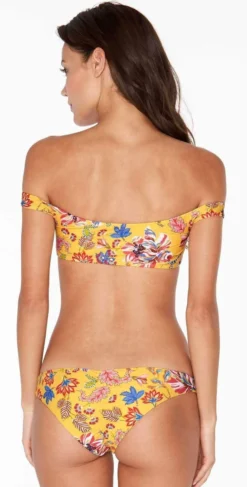 L*Space Emma Pacific Bloom Bikini Bottom In Sunshine Gold